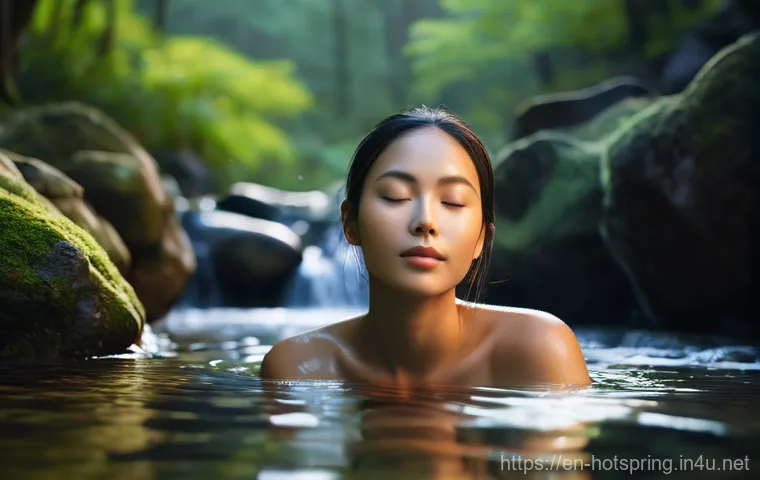 온천과 수면 패턴 - **Natural Hot Spring Serenity**
    "A serene and cinematic photograph of an individual deeply relax...