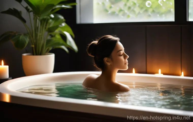 온천과 수면 패턴 - **Natural Hot Spring Serenity**
    "A serene and cinematic photograph of an individual deeply relax...