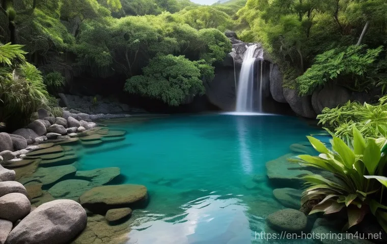 온천 여행 팁 - **Prompt:** "A serene and inviting natural hot spring nestled in a stunning, untouched landscape, po...