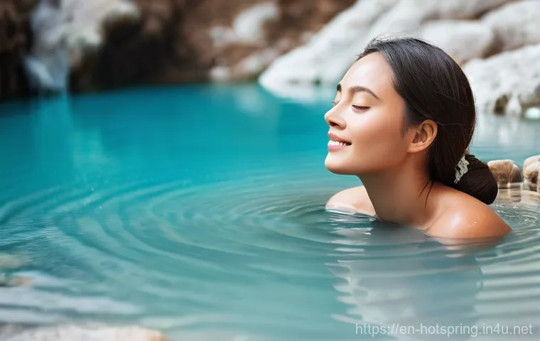 핫스프링의 장점과 단점 - **Prompt 1: Therapeutic Warmth and Serenity**
    "A person, visibly relaxed and serene, soaking in ...