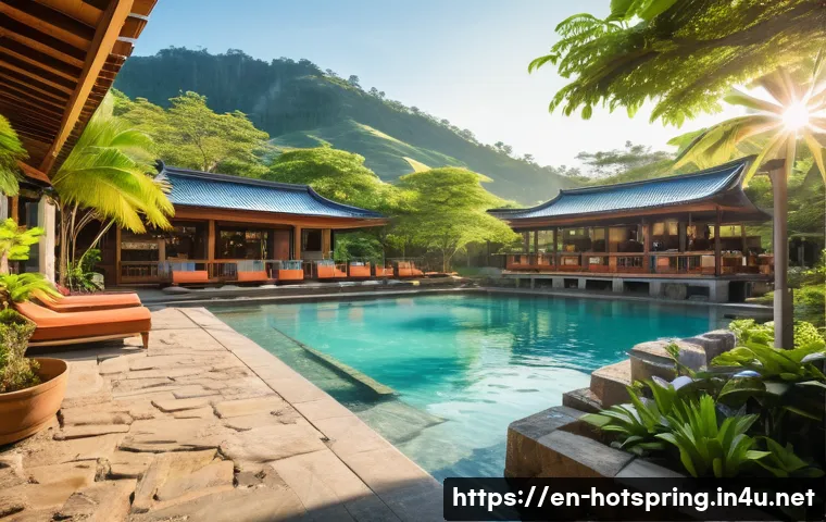 온천 예약 방법 - A vibrant, popular hot spring resort during peak season. The scene is bustling with a diverse group ...