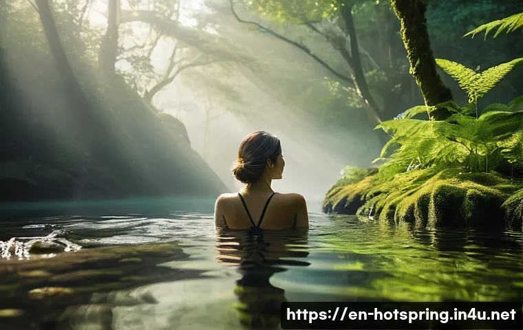 핫스프링 뷰 - **Prompt:** A serene and captivating scene of a person, viewed from the shoulders up, immersed in a ...