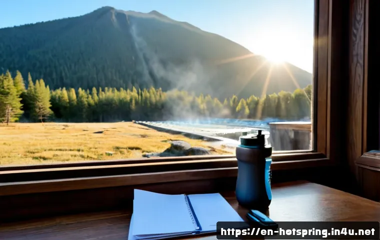 온천 투어에서의 일정 설정 - Photorealistic travel planning scene for a hot spring tour, an organized adult traveler seated at a ...